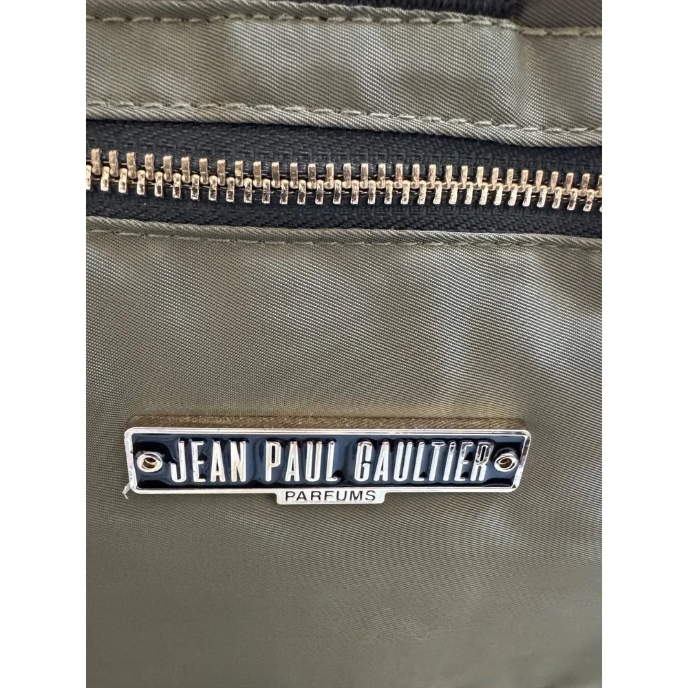Jean Paul Gaultier Olive Green Black Roll-Top Backpack Orange Interior